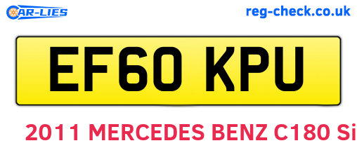EF60KPU are the vehicle registration plates.