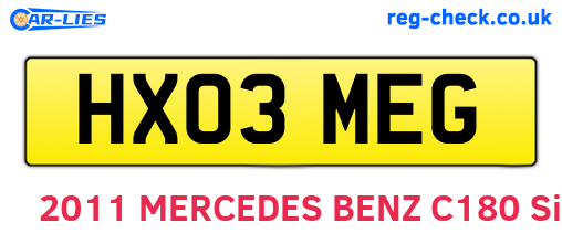 HX03MEG are the vehicle registration plates.