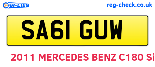 SA61GUW are the vehicle registration plates.