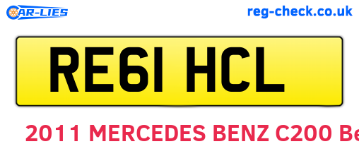 RE61HCL are the vehicle registration plates.