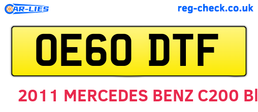 OE60DTF are the vehicle registration plates.