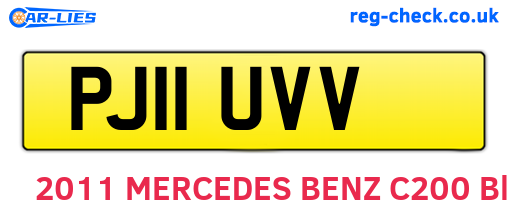 PJ11UVV are the vehicle registration plates.