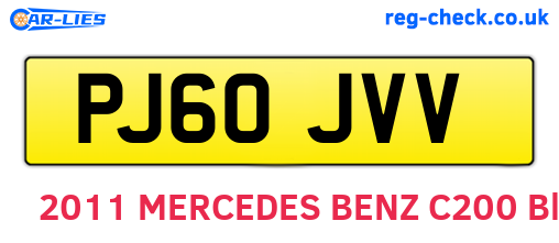 PJ60JVV are the vehicle registration plates.