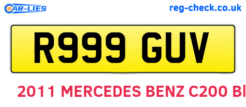 R999GUV are the vehicle registration plates.