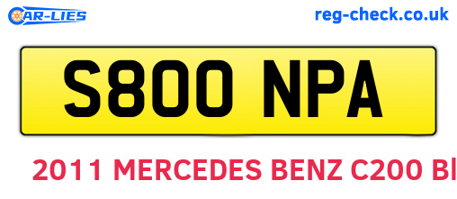 S800NPA are the vehicle registration plates.