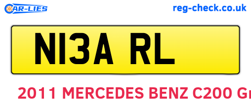 N13ARL are the vehicle registration plates.