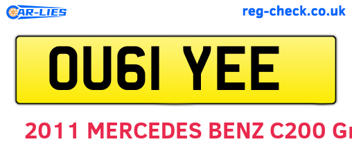 OU61YEE are the vehicle registration plates.