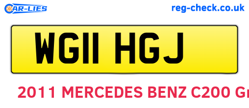 WG11HGJ are the vehicle registration plates.