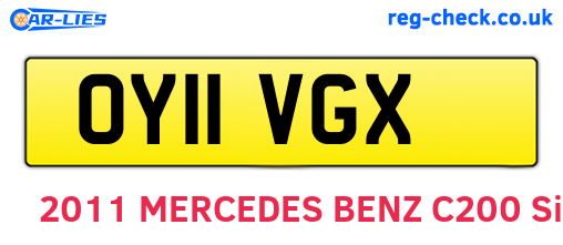 OY11VGX are the vehicle registration plates.