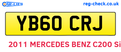YB60CRJ are the vehicle registration plates.