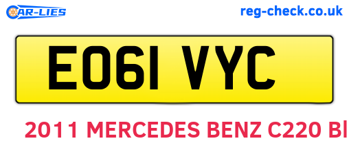 EO61VYC are the vehicle registration plates.