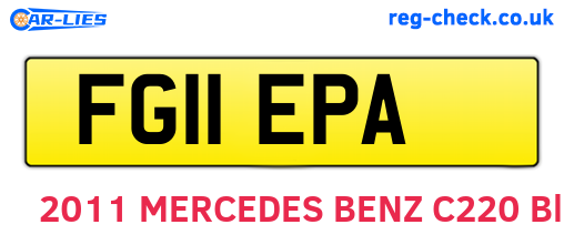 FG11EPA are the vehicle registration plates.