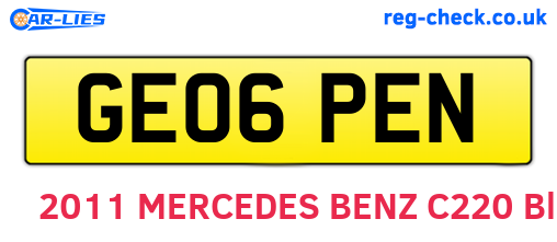GE06PEN are the vehicle registration plates.
