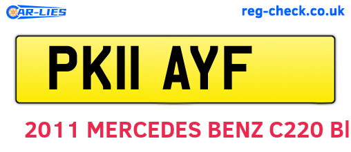 PK11AYF are the vehicle registration plates.