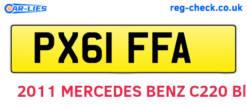PX61FFA are the vehicle registration plates.