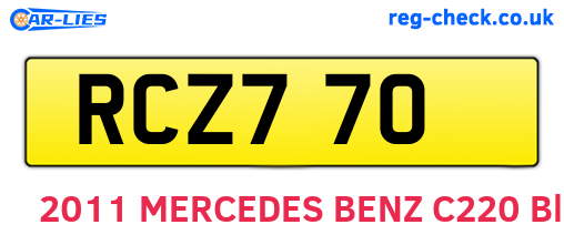 RCZ770 are the vehicle registration plates.