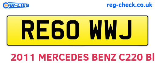 RE60WWJ are the vehicle registration plates.