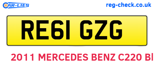 RE61GZG are the vehicle registration plates.