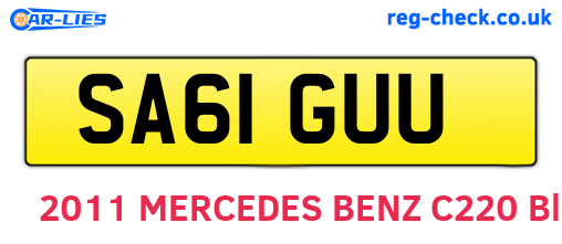 SA61GUU are the vehicle registration plates.