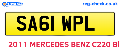 SA61WPL are the vehicle registration plates.