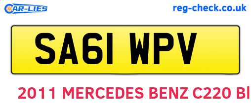 SA61WPV are the vehicle registration plates.