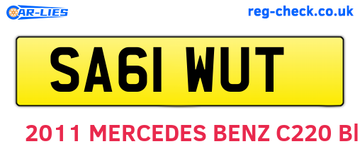 SA61WUT are the vehicle registration plates.