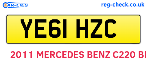 YE61HZC are the vehicle registration plates.