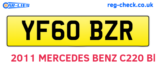 YF60BZR are the vehicle registration plates.