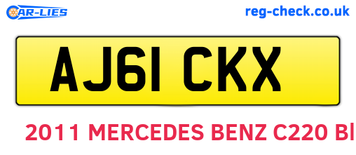 AJ61CKX are the vehicle registration plates.