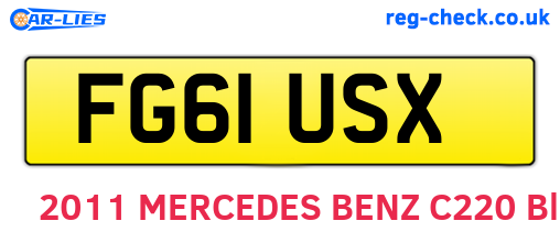 FG61USX are the vehicle registration plates.
