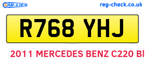 R768YHJ are the vehicle registration plates.