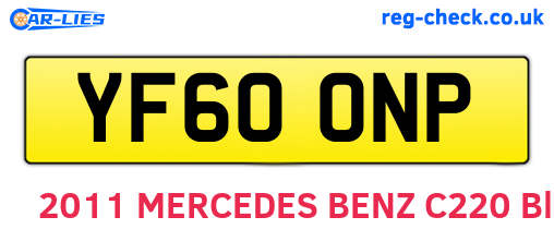 YF60ONP are the vehicle registration plates.