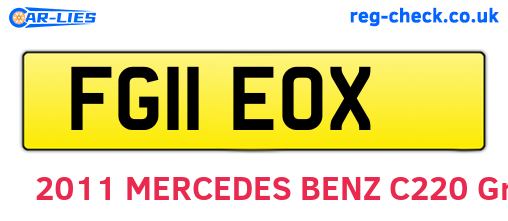 FG11EOX are the vehicle registration plates.