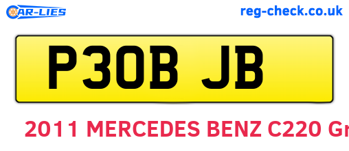 P30BJB are the vehicle registration plates.