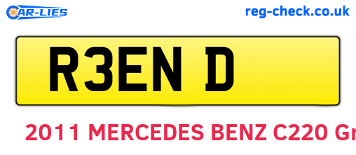 R3END are the vehicle registration plates.