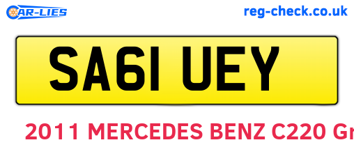 SA61UEY are the vehicle registration plates.