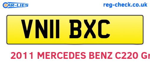 VN11BXC are the vehicle registration plates.