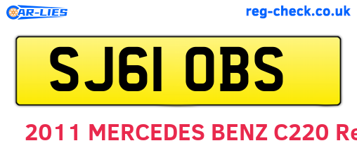 SJ61OBS are the vehicle registration plates.