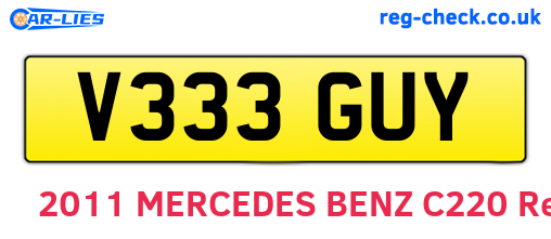 V333GUY are the vehicle registration plates.