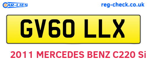 GV60LLX are the vehicle registration plates.