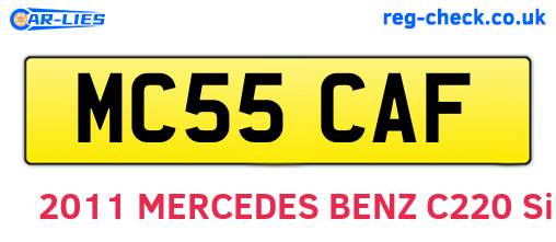 MC55CAF are the vehicle registration plates.