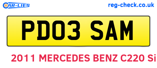 PD03SAM are the vehicle registration plates.