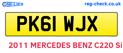 PK61WJX are the vehicle registration plates.