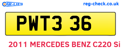 PWT336 are the vehicle registration plates.