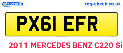 PX61EFR are the vehicle registration plates.