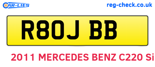 R80JBB are the vehicle registration plates.