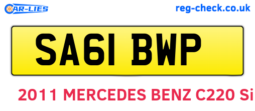 SA61BWP are the vehicle registration plates.