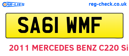 SA61WMF are the vehicle registration plates.