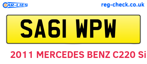 SA61WPW are the vehicle registration plates.