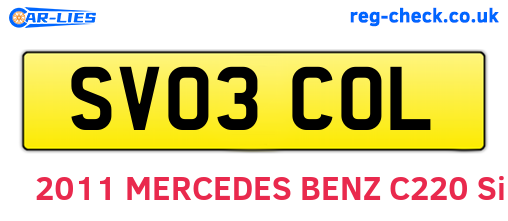SV03COL are the vehicle registration plates.